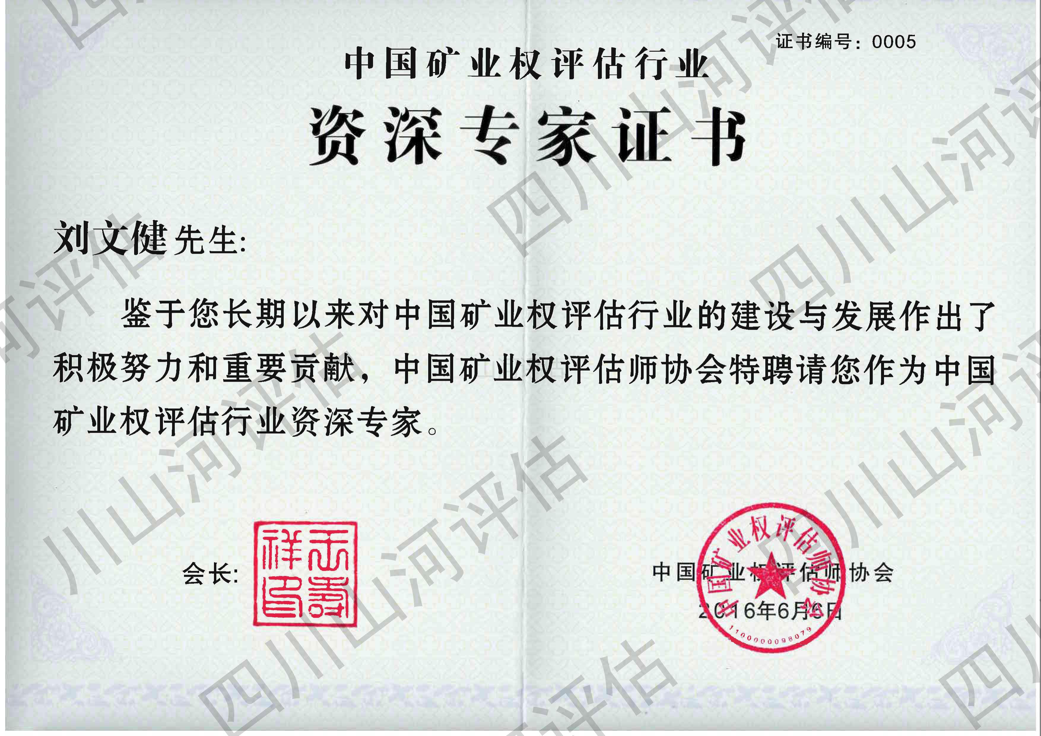 資深專家證書(shū)